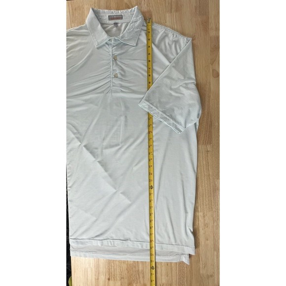 Peter Millar Summer Comfort Golf Polo Shirt Men’s White w/ Blue Striped Sz Large - Picture 4 of 7